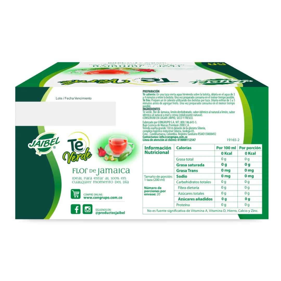 JAIBEL TÉ VERDE - FLOR JAMAICA X50 SOBRES - Imagen 2