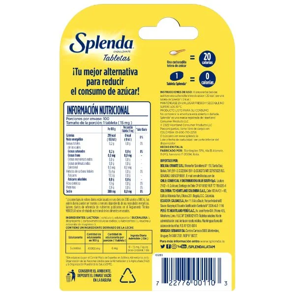 SPLENDA TABLETAS X100 UNIDS - Imagen 4