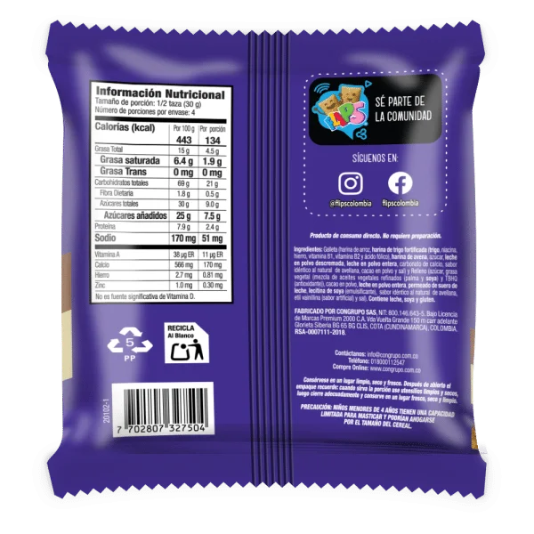 FLIPS CHOCO AVELLANAS 120G - Imagen 2