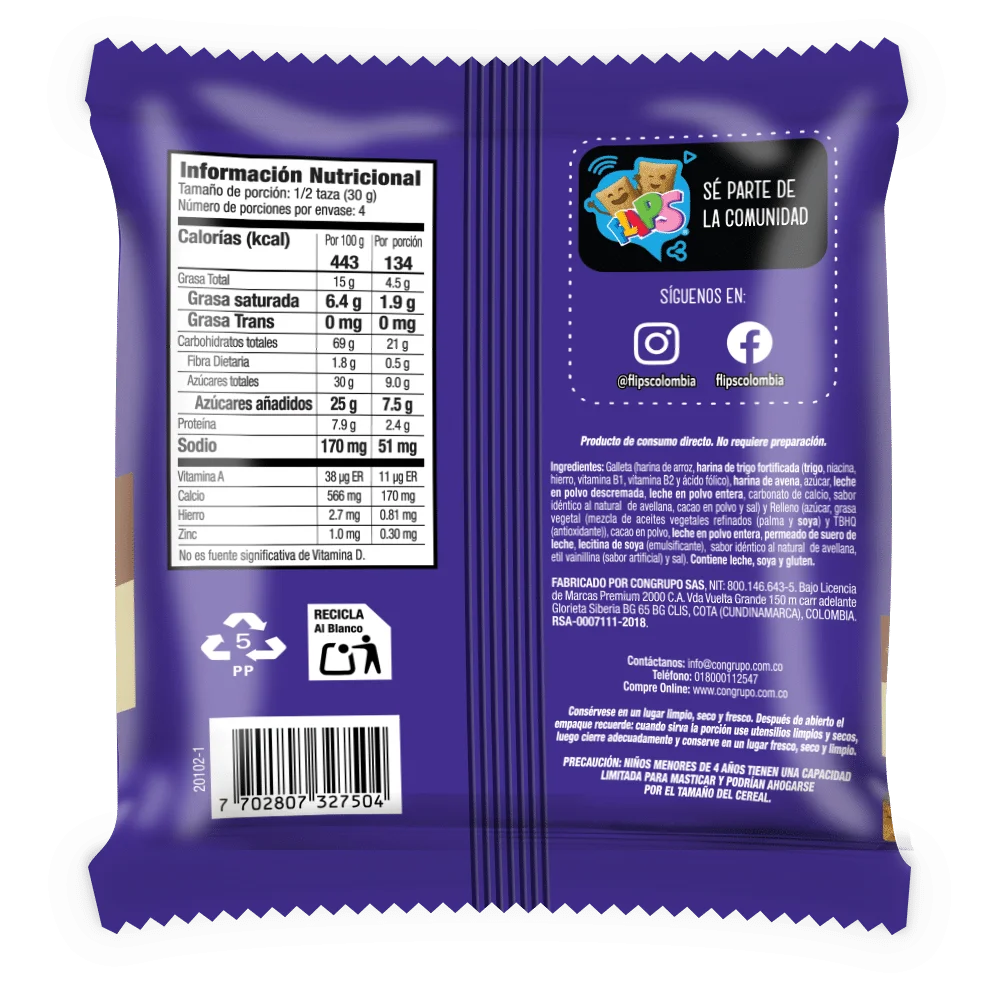 FLIPS CHOCO AVELLANAS 120G - Imagen 2