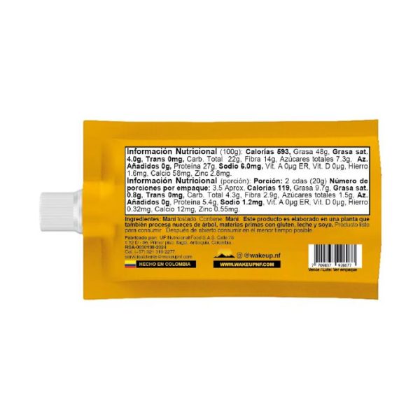 WAKEUP ONE PACK CREMA DE MANÍ NATURAL 72G - Imagen 2